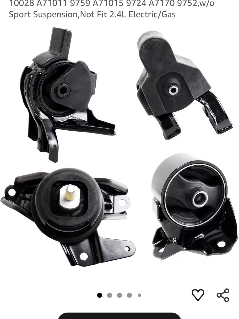 Engine Motor Mount Set - Black Automotive Replacement